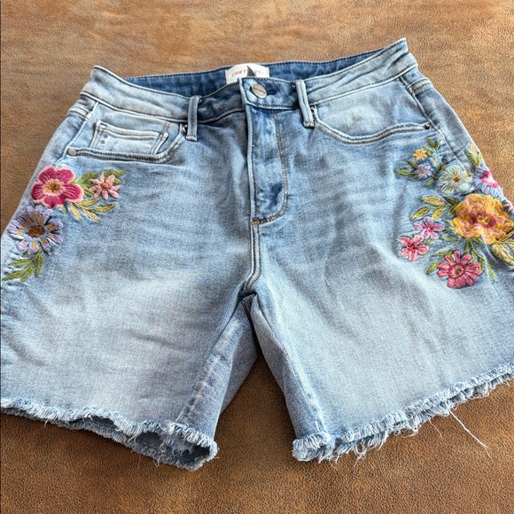 Driftwood Embroidered High Rise Denim Shorts - Picture 2 of 14